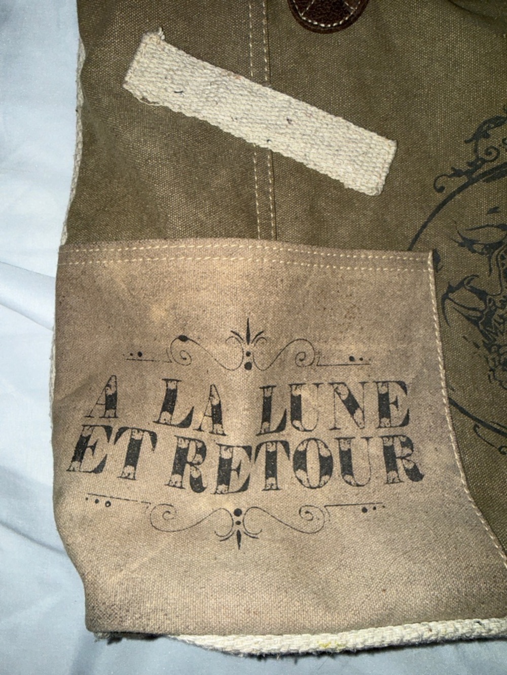 To the Moon and Back Recycled Tent Canvas Bag Brown/Tan - Picture 2 of 12